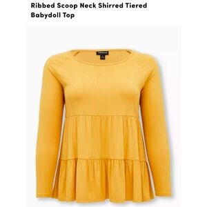 Torrid Mustard Ribbed Babydoll Blouse